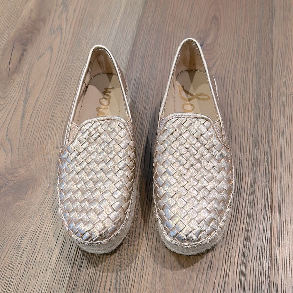 Sam Edelman Platform espadrilles. Metallic pinkish/gold